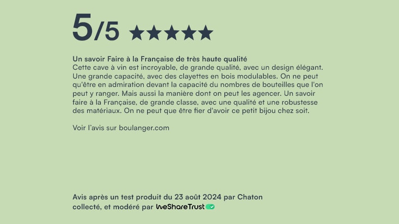 Avis achat cave à vin ergonomique, sûre et déco après un test produit Goguette par un testeur Wesharetrust