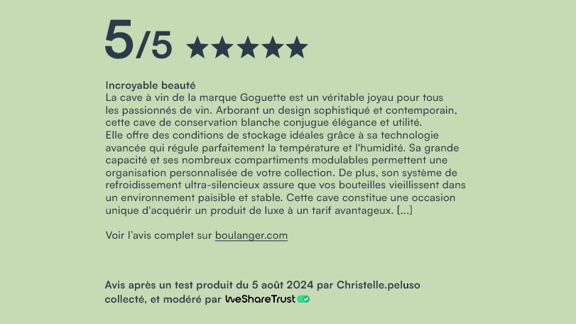 Avis achat cave à vin conservation après un test produit Goguette par un testeur Wesharetrust